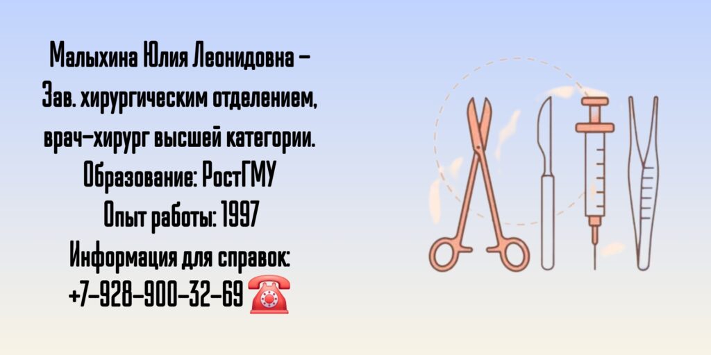 Малыхина Юлия Леонидовна - хирург Ростов